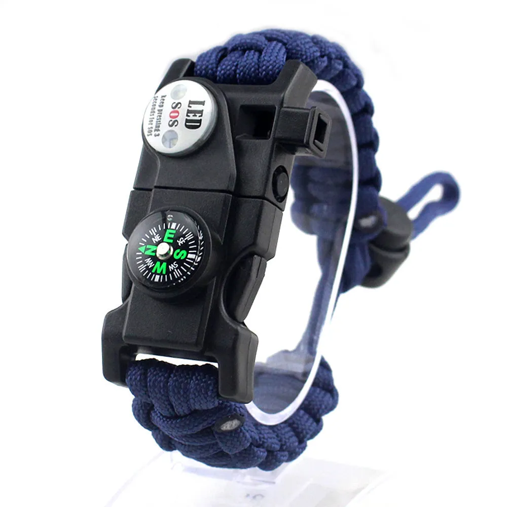 Outdoor Emergency Life-saving Paracord Bracelet Compass Whistle Led Light SOS Camping Supplies