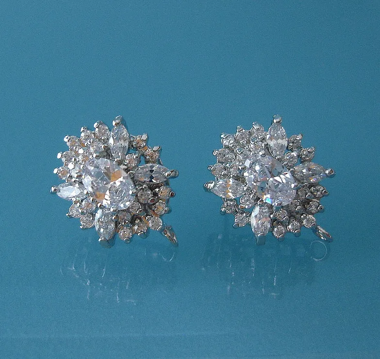 Oval Cubic Zirconia  Ear Stud