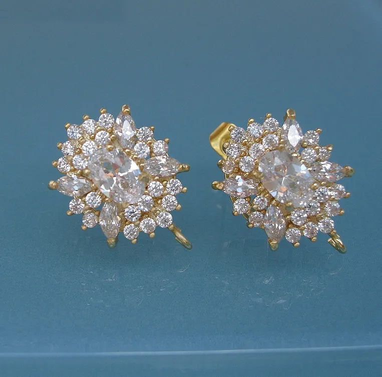 Oval Cubic Zirconia  Ear Stud