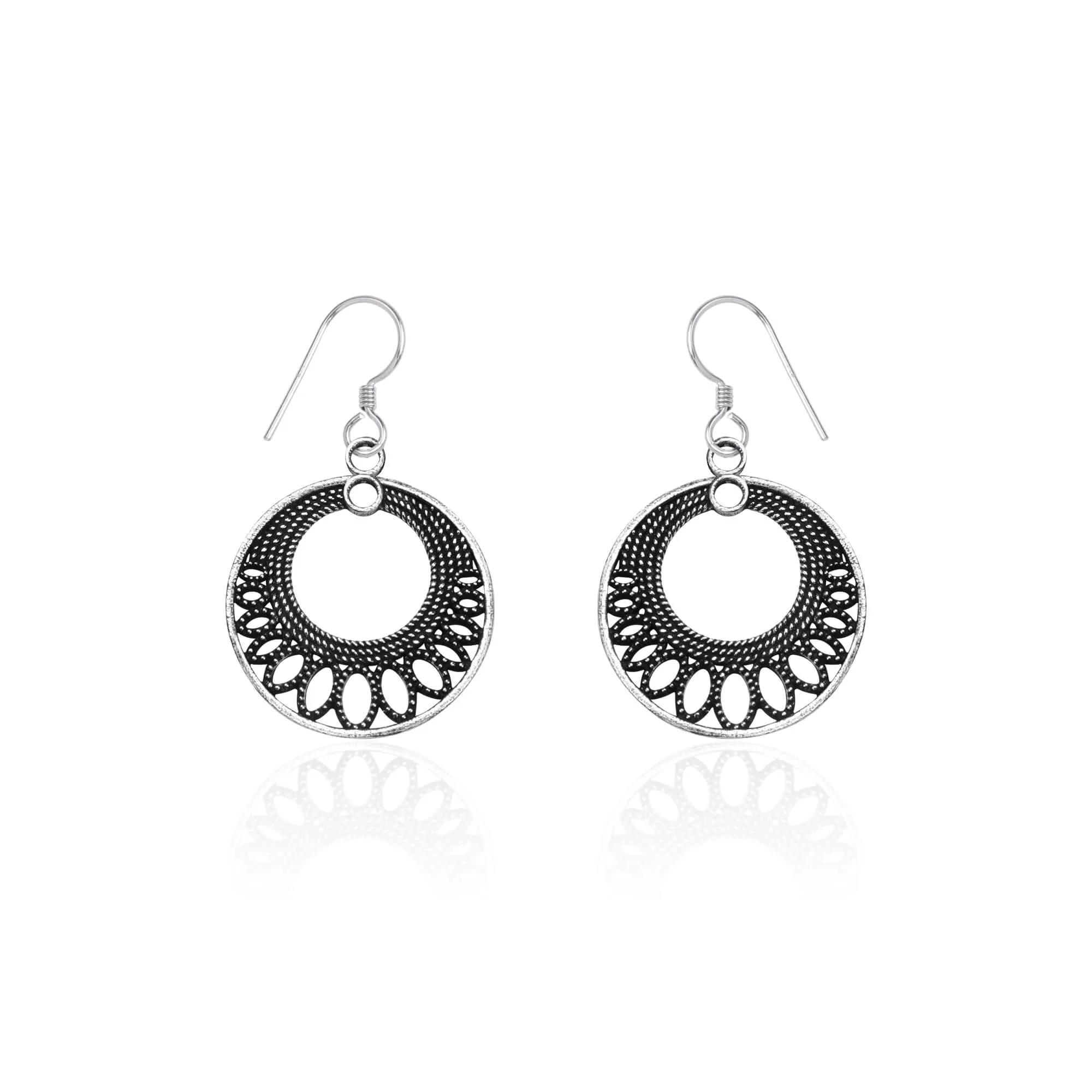 Oxidised Silver Loop Earrings