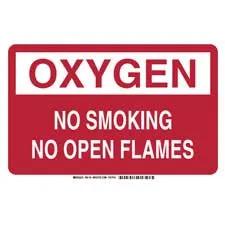 OXYGEN No Smoking No Open Flames Sign/ Buy Online