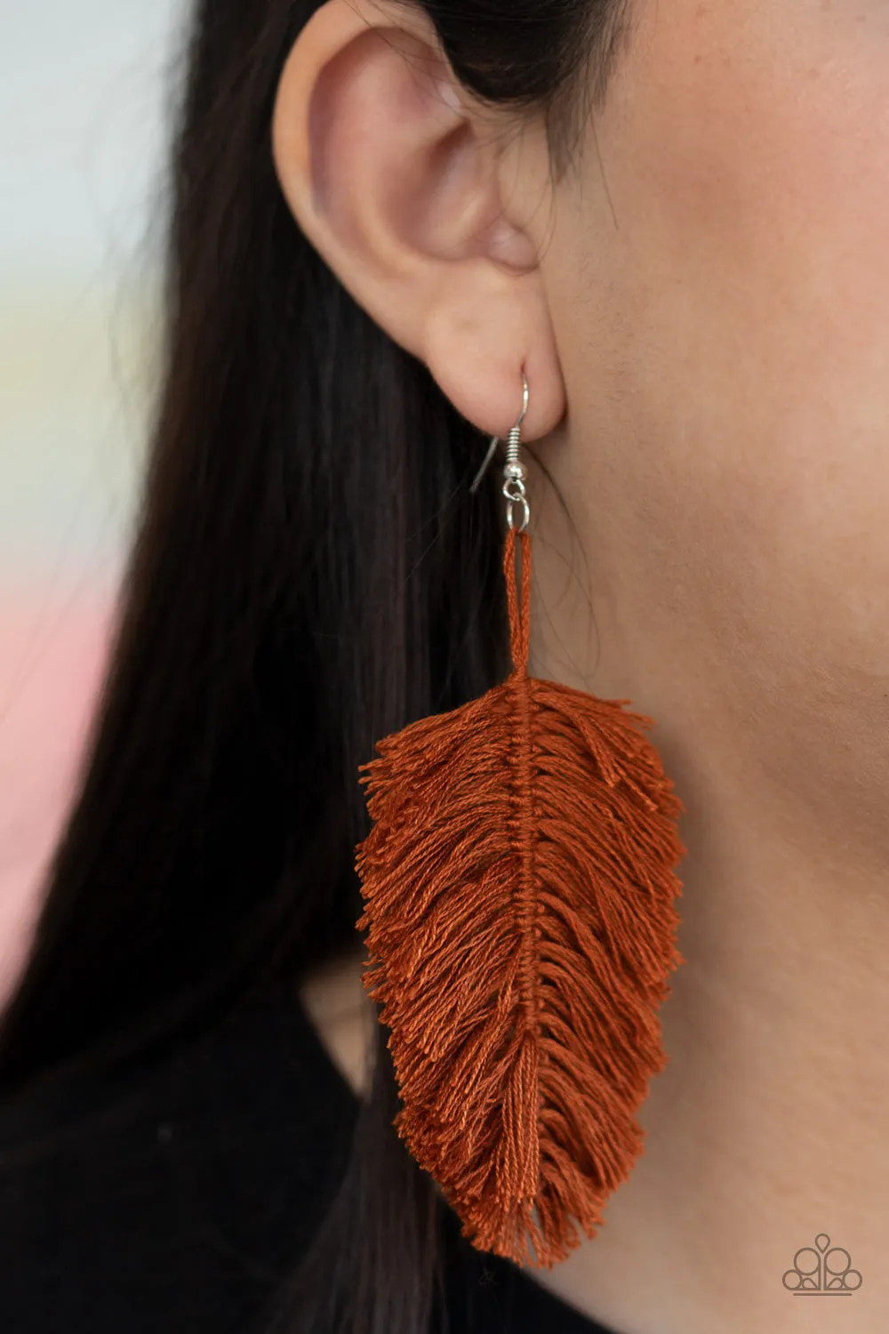 Paparazzi Hanging by a Thread - Brown Fringe Earrings