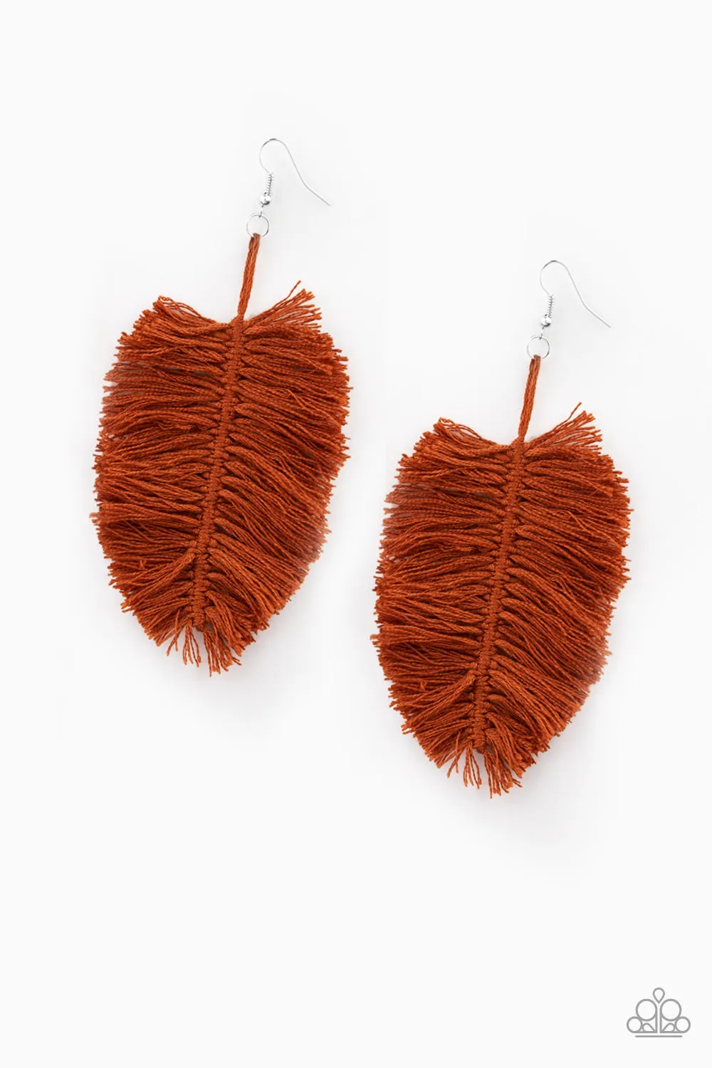 Paparazzi Hanging by a Thread - Brown Fringe Earrings