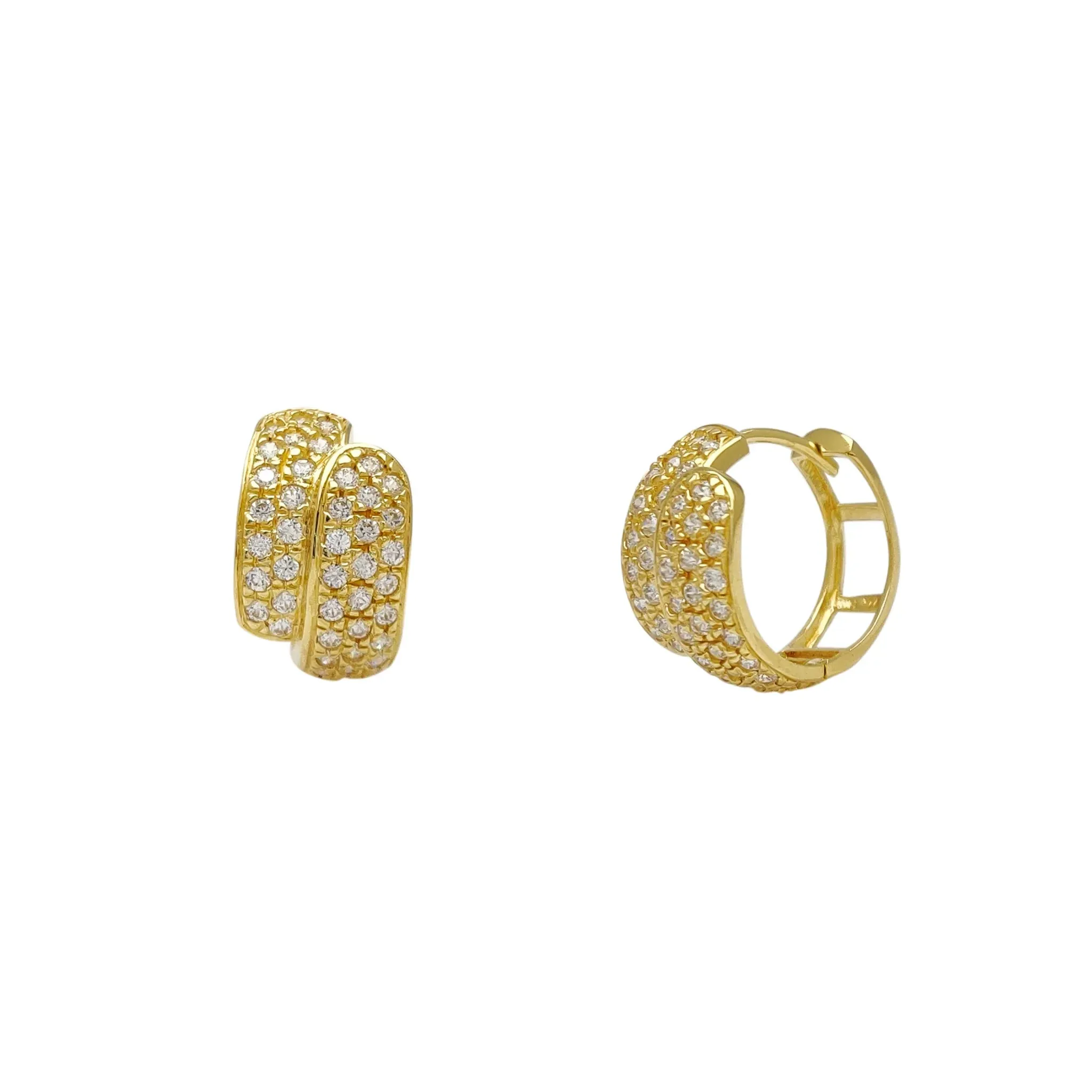 Pavé CZ Loop-the-Loop Huggie Earrings (14K)