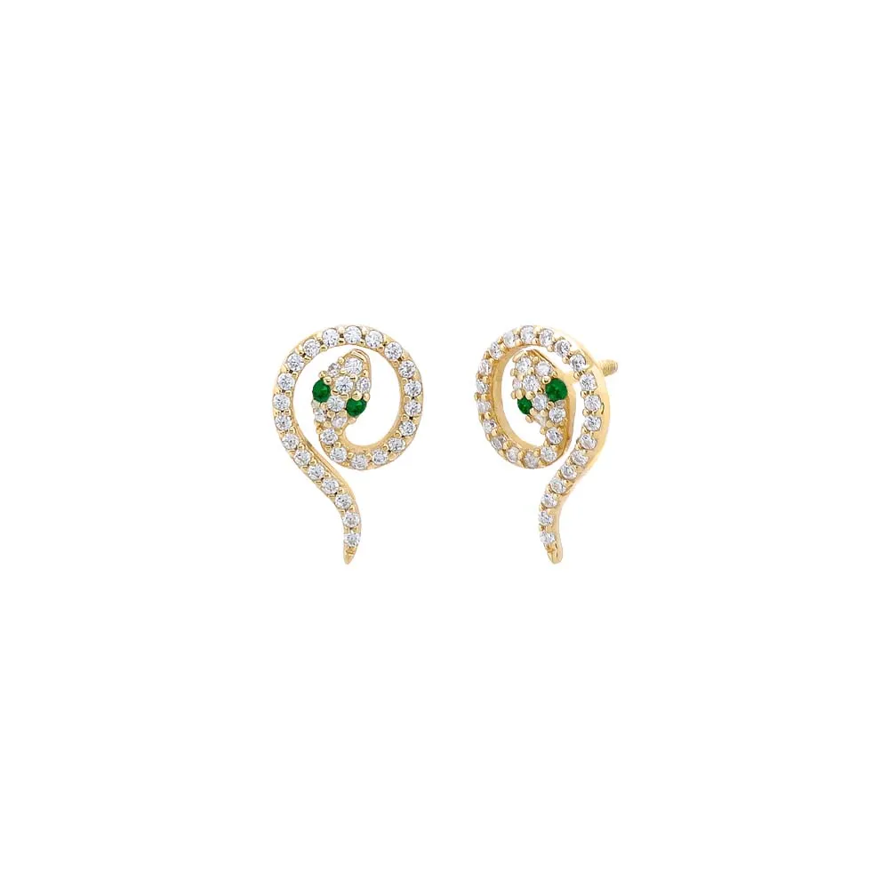 Pavé Serpent Loop Stud Earring