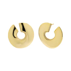 Pave Flattened Open Loop Stud Earring
