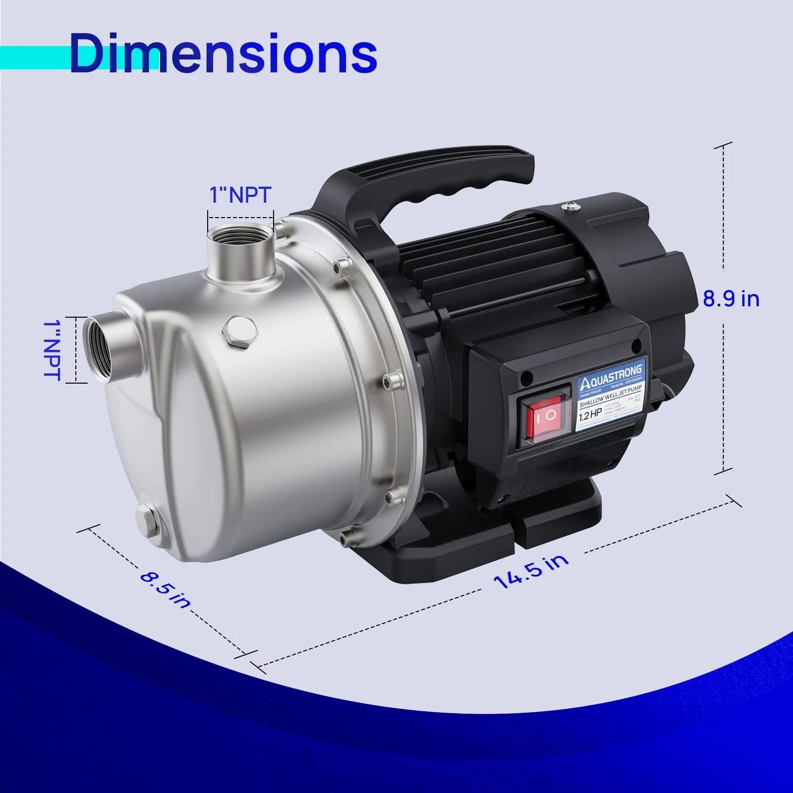 PGA120 1.2 HP 115V Shallow Well Pump, 1209 GPH