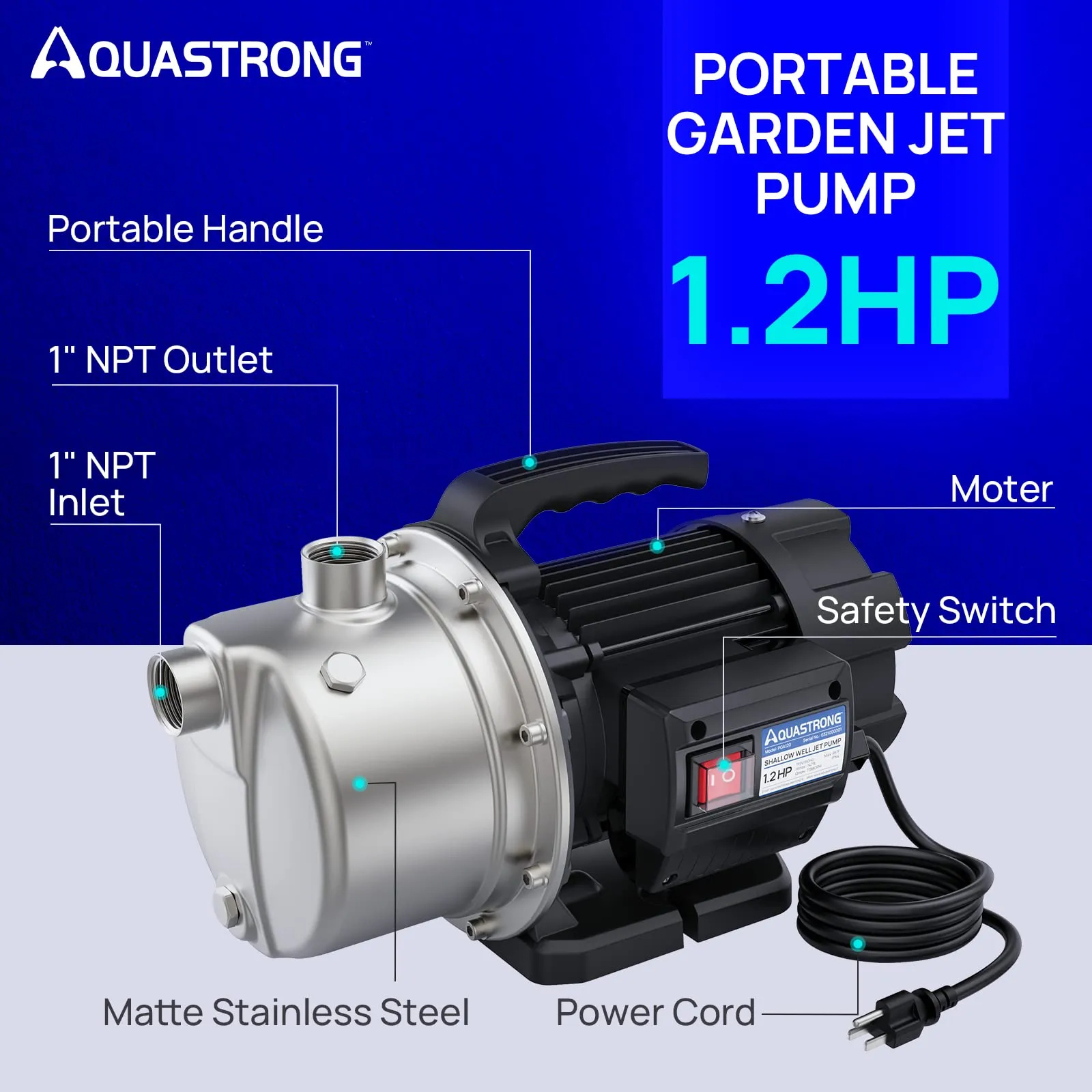 PGA120 1.2 HP 115V Shallow Well Pump, 1209 GPH