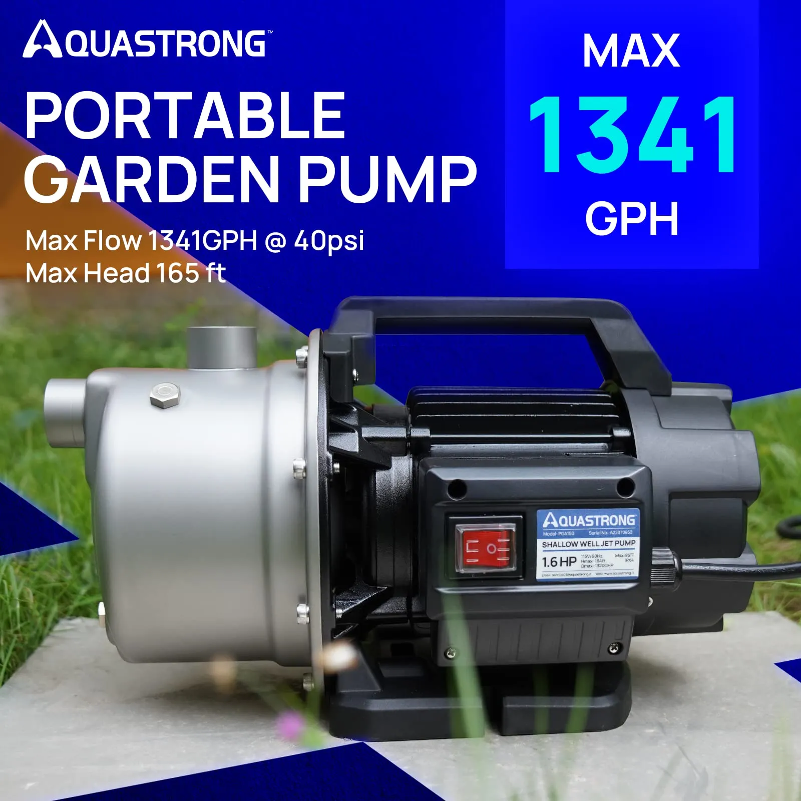 PGA150 1.6 HP 115V Shallow Well Pump, 1320 GPH