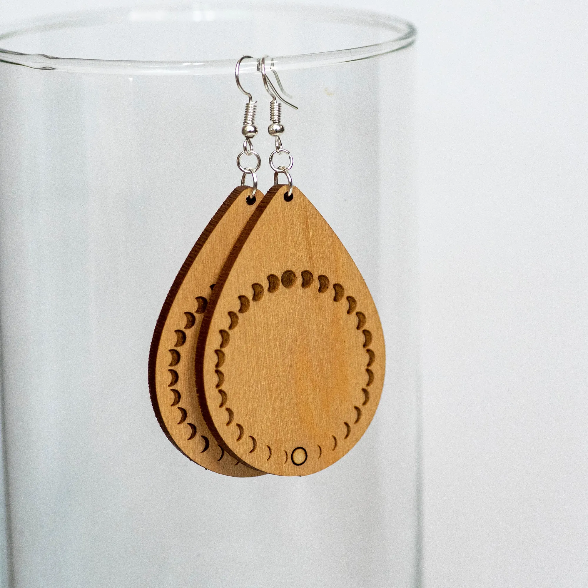Phases of the Moon Wood Earrings