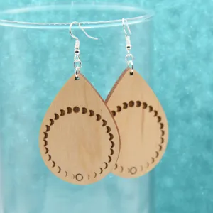 Phases of the Moon Wood Earrings