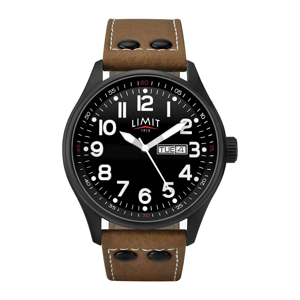 Pilot Watch - Black Face Tan Strap