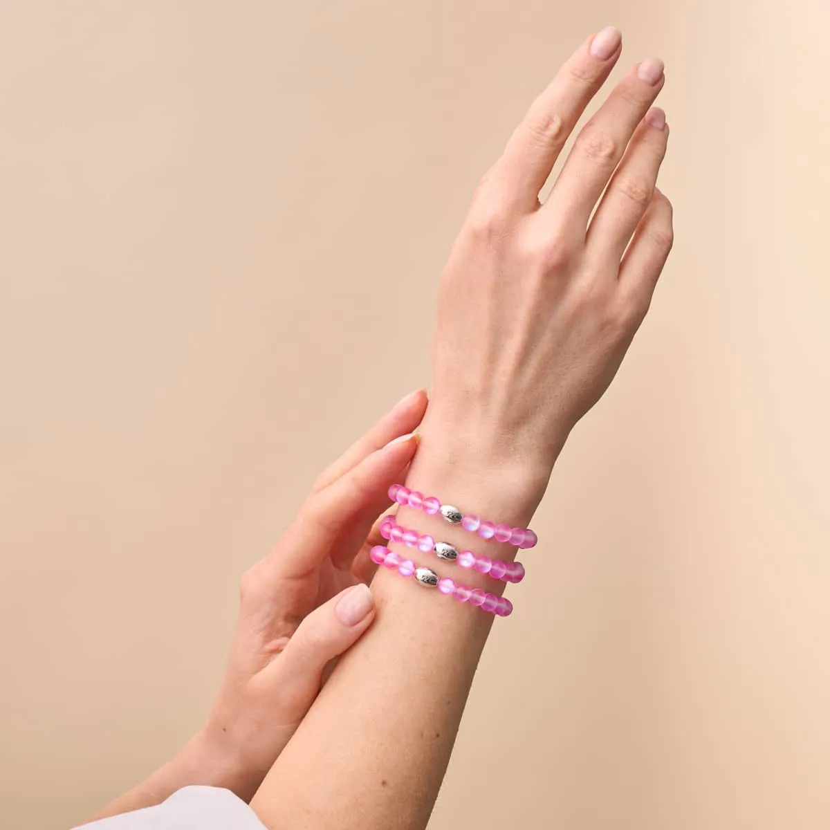 Pink | .925 Sterling Silver | Mermaid Glass Bead Bracelet