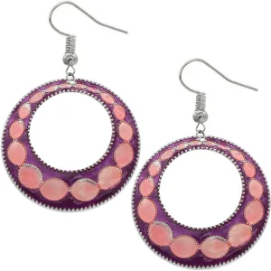 Pink Glossy Open Circle Thin Metal Earrings