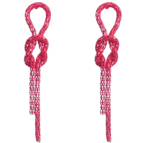 Pink Knot Rope Chain Earrings
