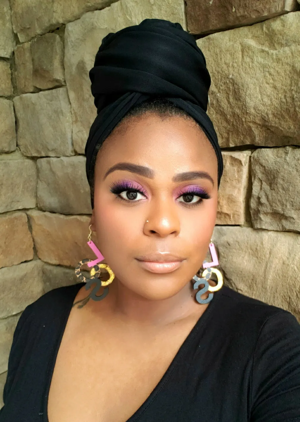 Pink Leopard Locs Hand Painted Earrings