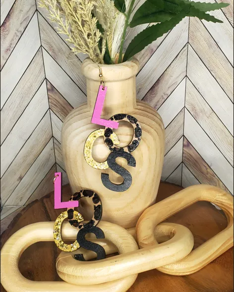Pink Leopard Locs Hand Painted Earrings