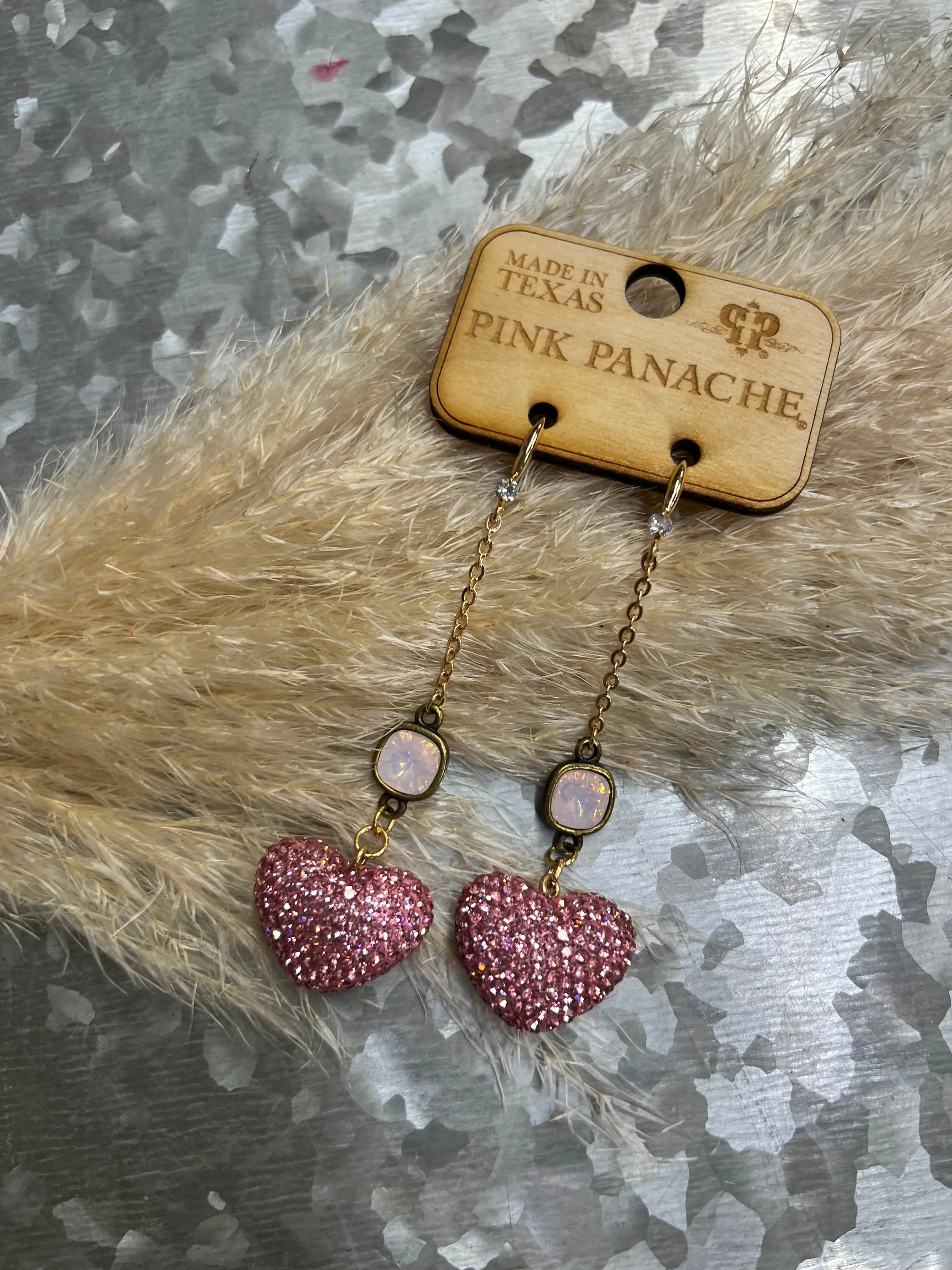 Pink Panache Heart Dangle Earrings