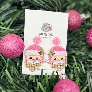 Pink Santa with Pearl Earrings