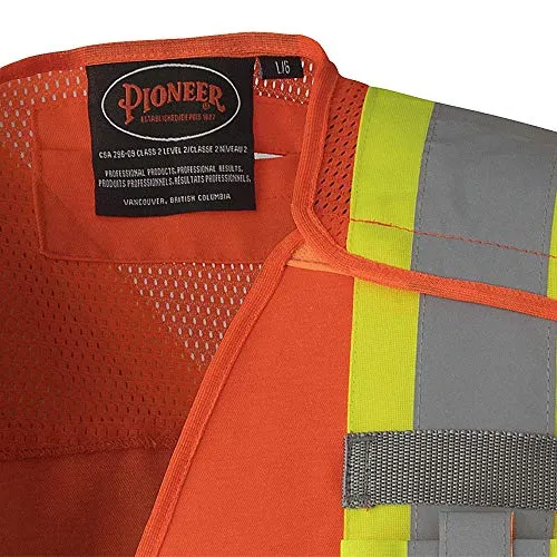 Pioneer High Visibility 5 Point Tear-Away Surveyor Safety Vest, Extra-Long Back