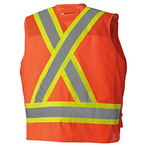 Pioneer High Visibility 5 Point Tear-Away Surveyor Safety Vest, Extra-Long Back