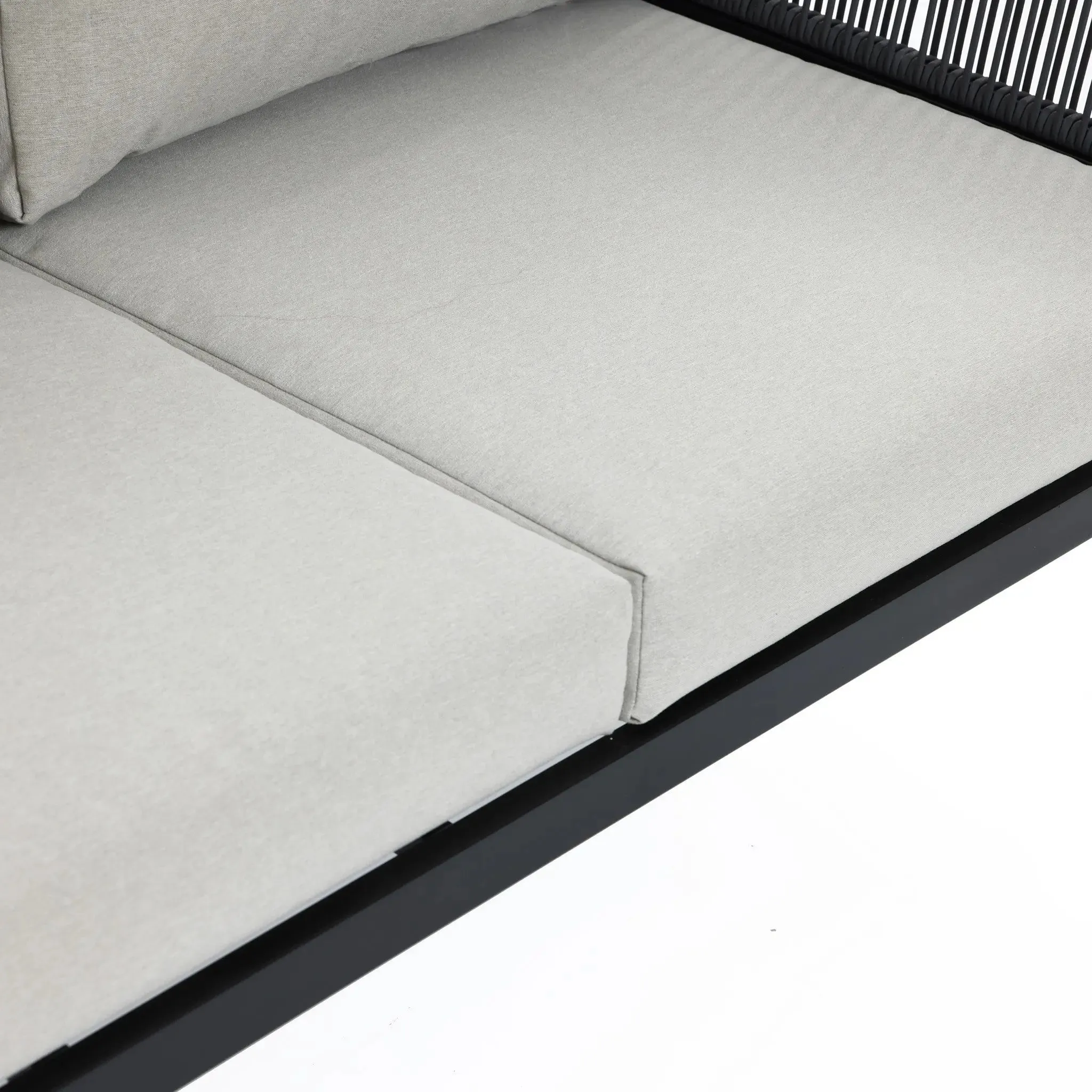 Pismo black steel & PE rope loveseat & coffee table set