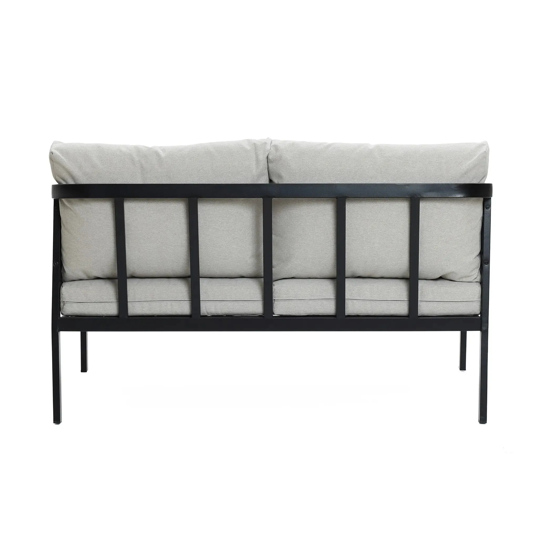 Pismo black steel & PE rope loveseat & coffee table set