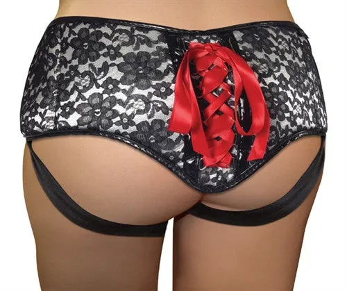 Plus Size Grey and Black Lace Strap-On