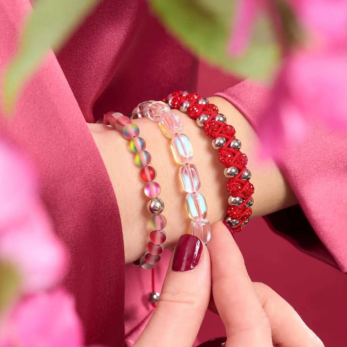 Pomegranate Mermaid Glass x Red String Bracelet