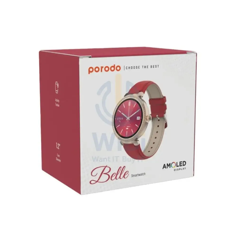 Porodo Belle Smart Watch - 1.19" AMOLED / Bluetooth / Red