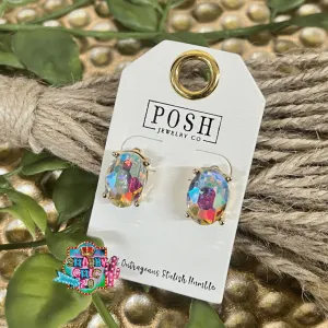 Posh Oval Earrings - Iridescent