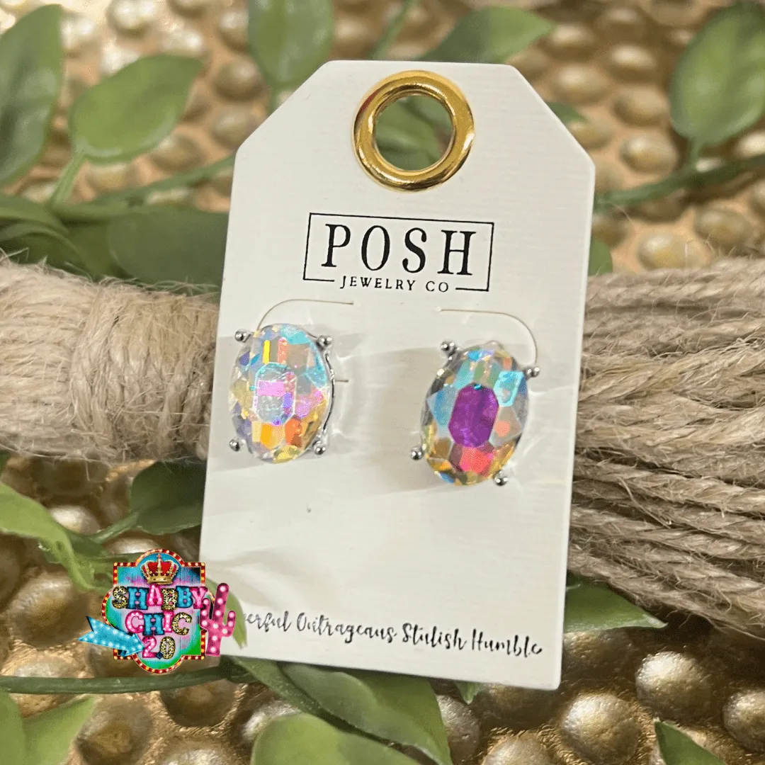 Posh Oval Earrings - Iridescent