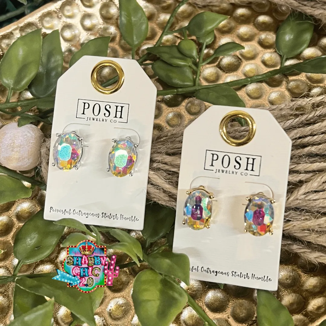 Posh Oval Earrings - Iridescent