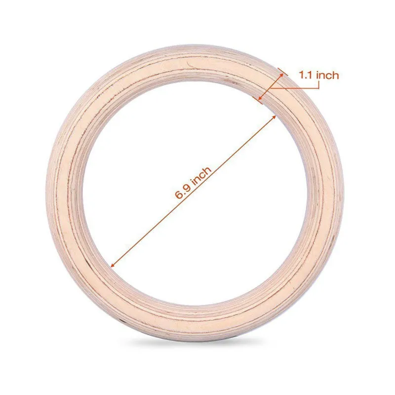 Premium Gymnastic Rings – Adjustable Wood Strength Training Rings with Heavy Duty Zinc Alloy Buckles & Anti-Slip Straps for Full-Body Workout, Home Gym Equipment