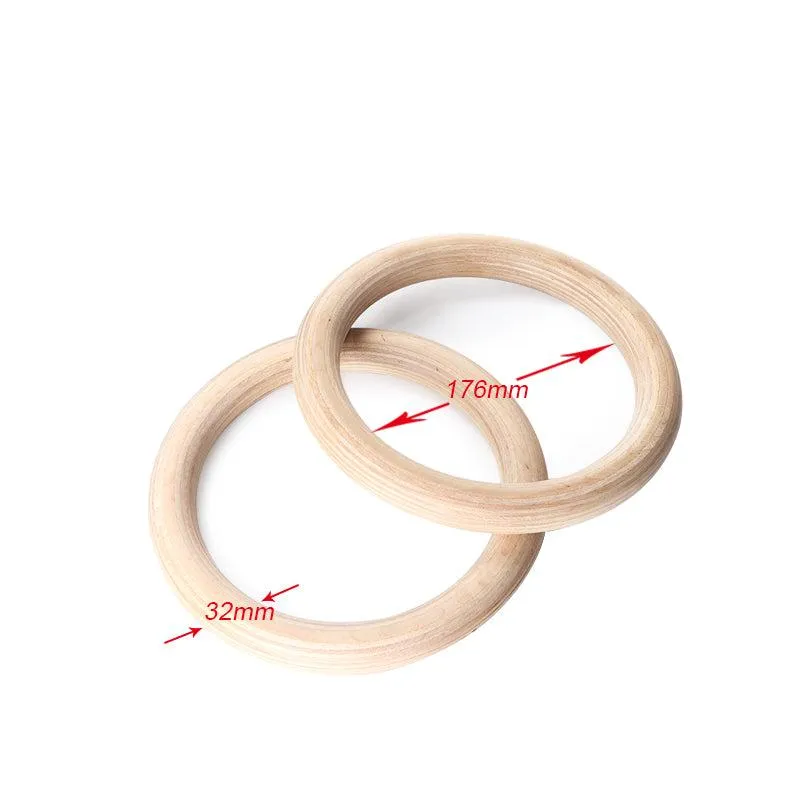 Premium Gymnastic Rings – Adjustable Wood Strength Training Rings with Heavy Duty Zinc Alloy Buckles & Anti-Slip Straps for Full-Body Workout, Home Gym Equipment