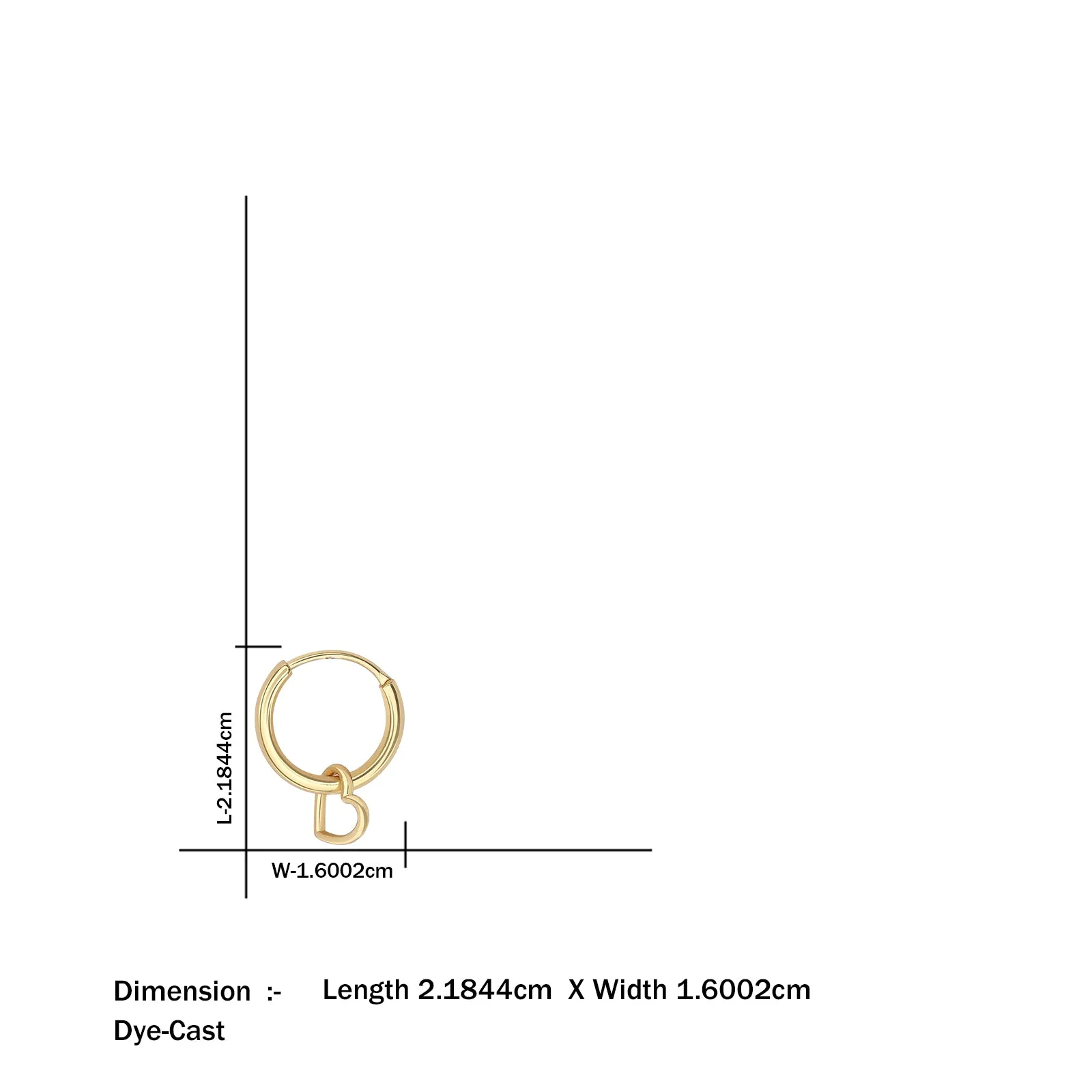 Pure 925 Silver Gold Plated Earrings - Heart-in Loop Ring Model