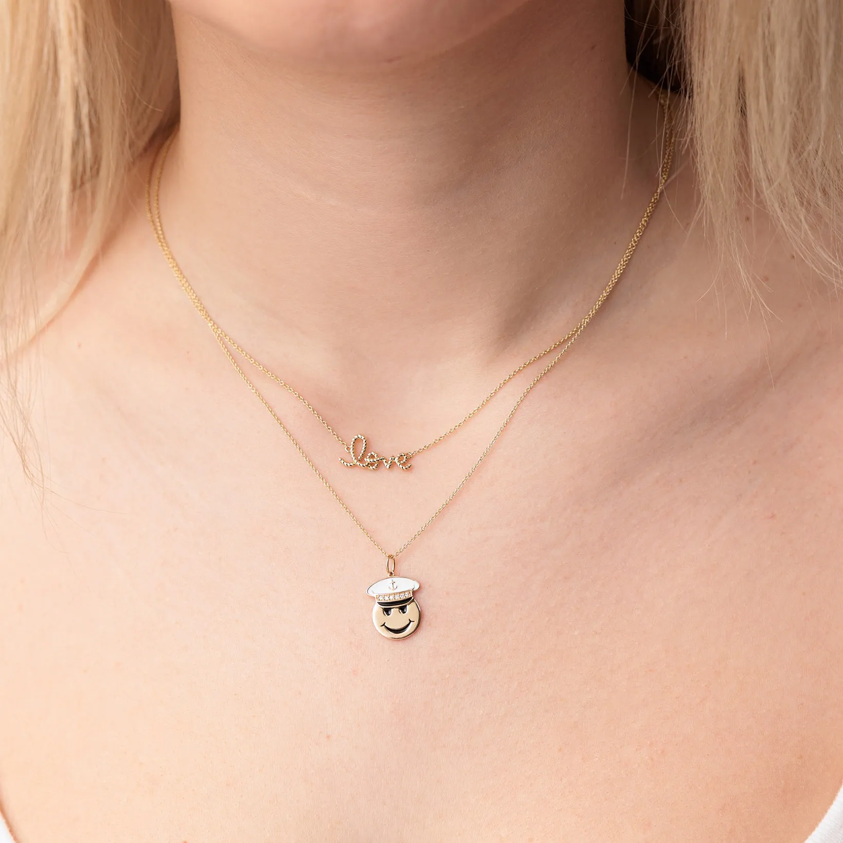 Pure Gold Small Love Script Rope Necklace