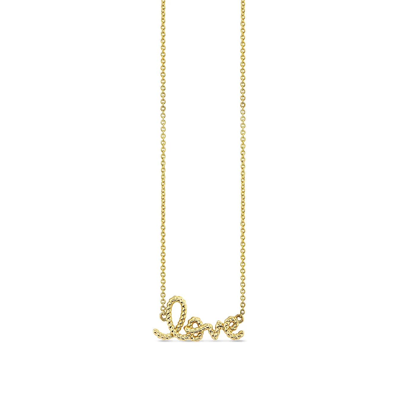 Pure Gold Small Love Script Rope Necklace