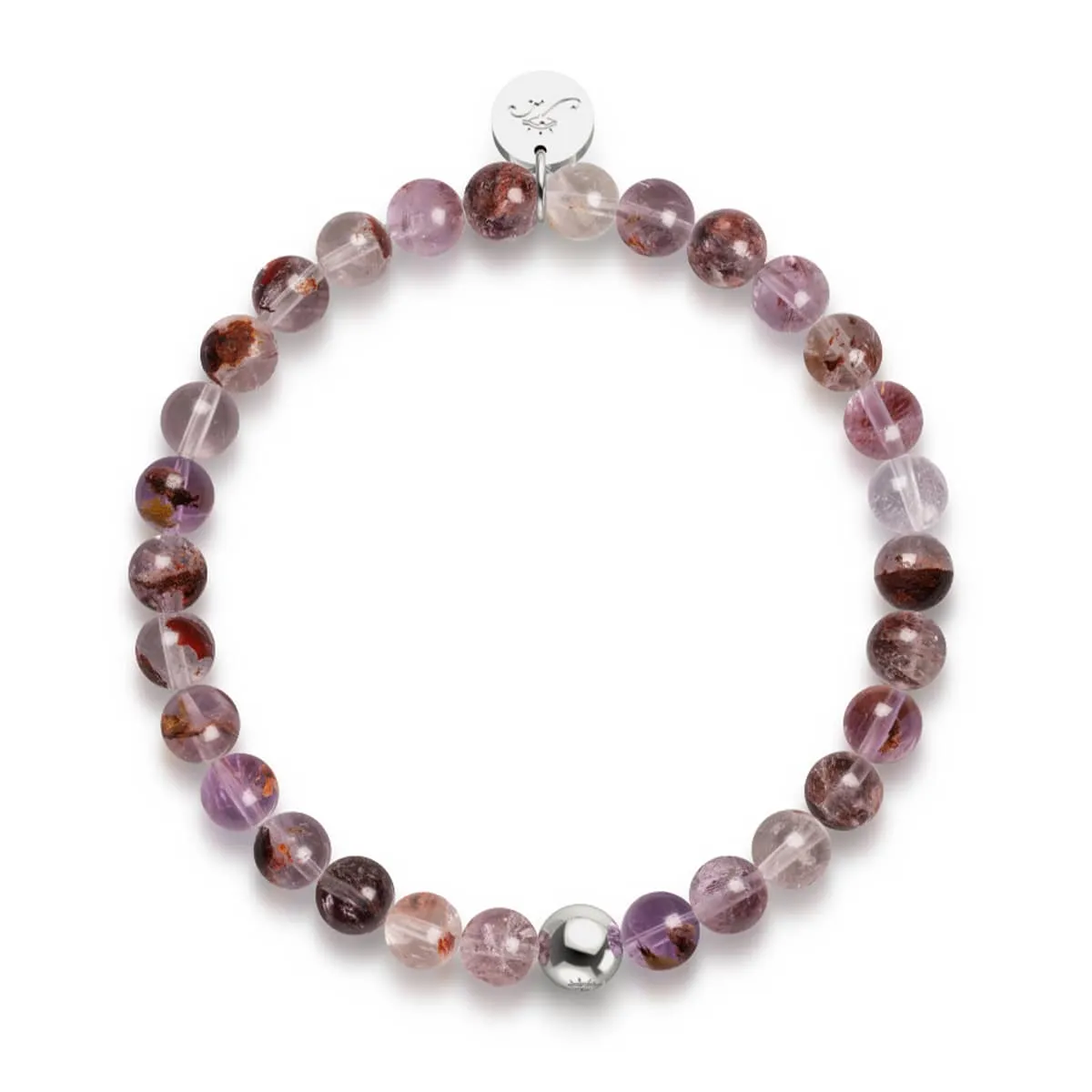 Purple Ghost Quartz | Silver | Healing Gemstone Bead Bracelet