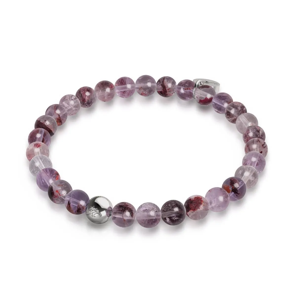 Purple Ghost Quartz | Silver | Healing Gemstone Bead Bracelet