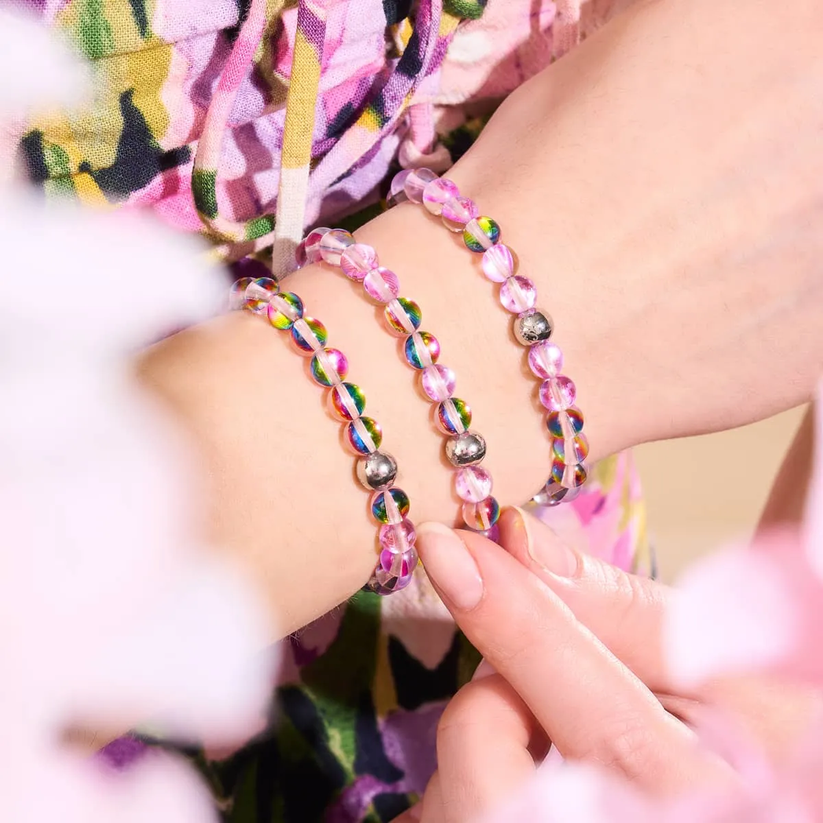 Purple Rain | Silver | Galaxy Glass Bead Bracelet