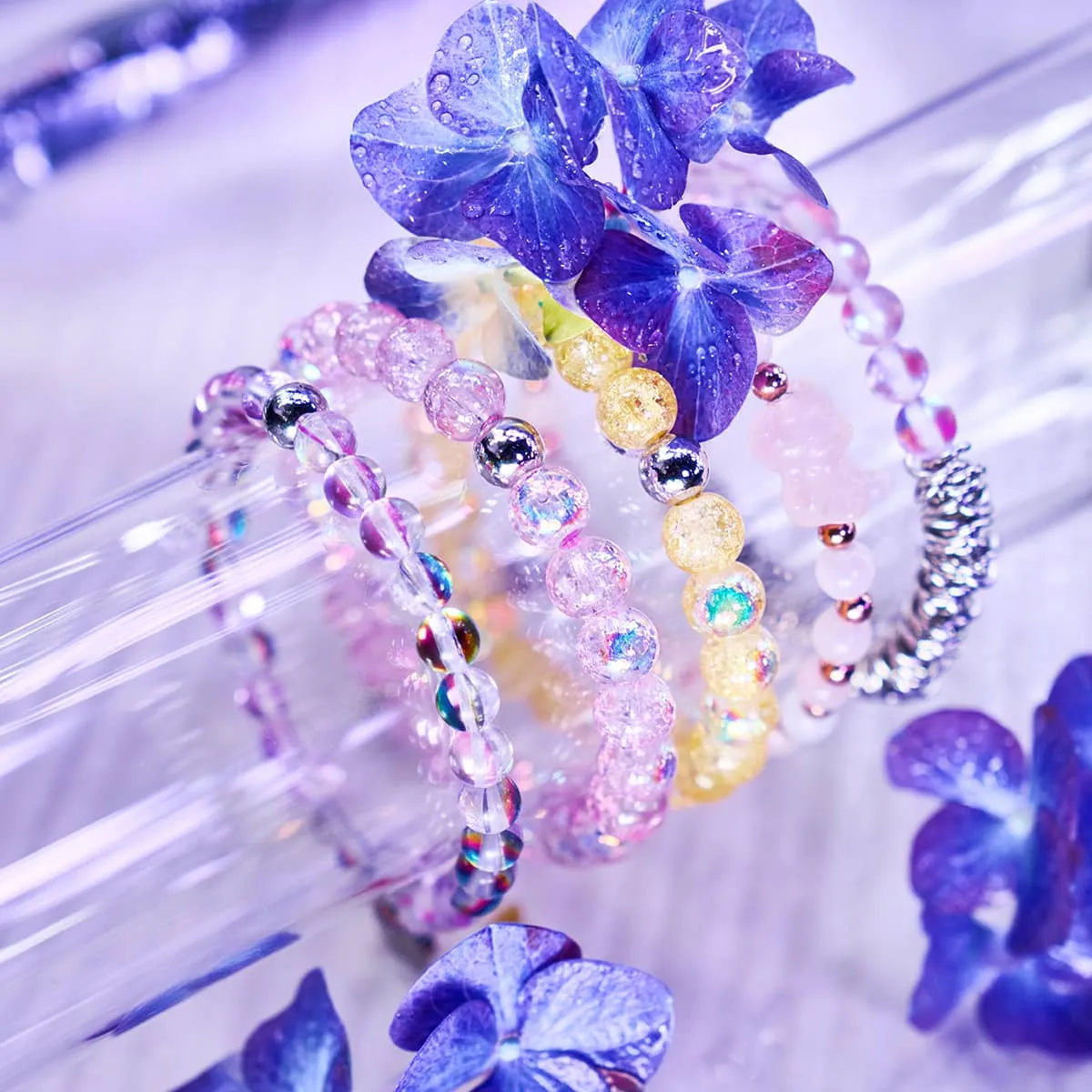 Purple Rain | Silver | Galaxy Glass Bead Bracelet
