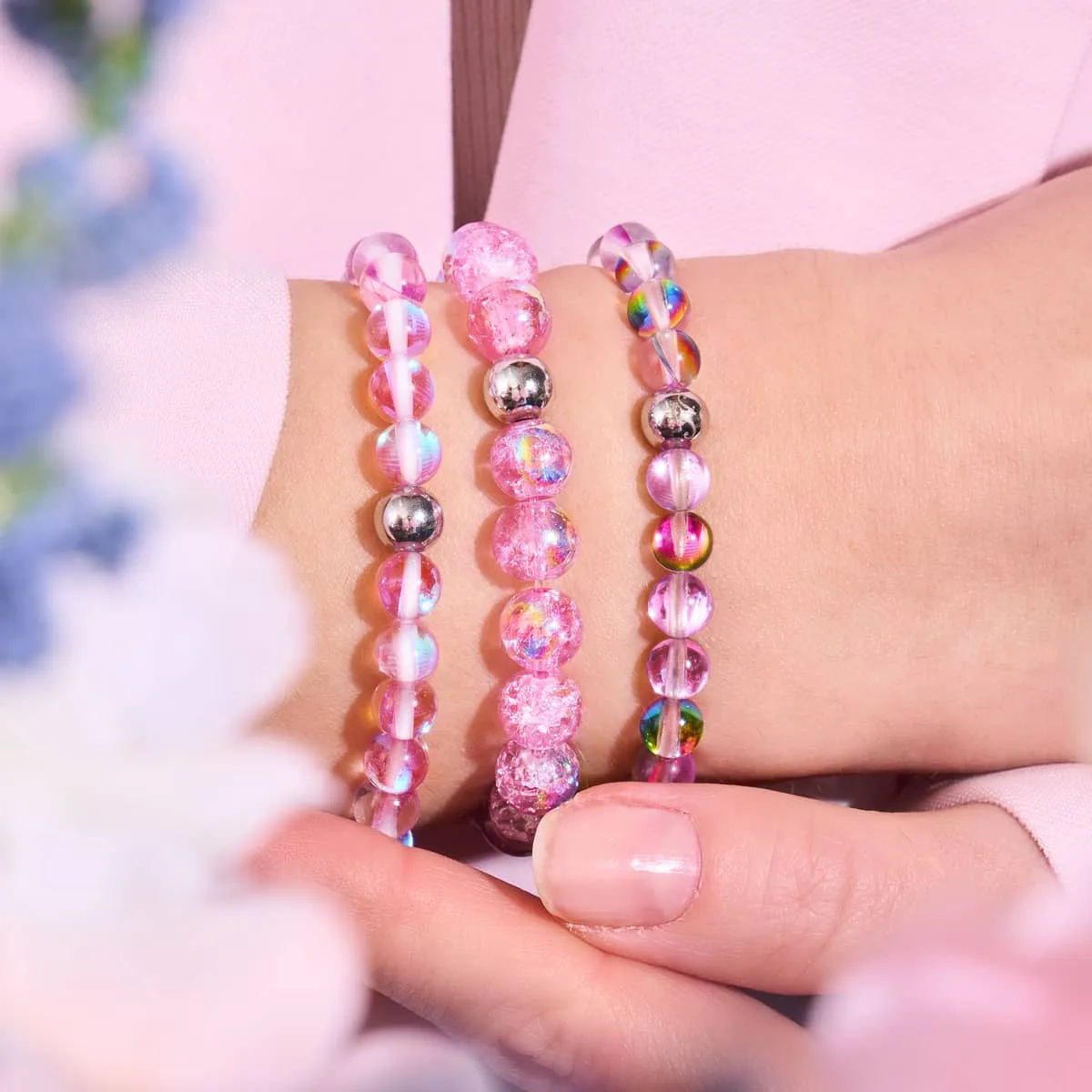 Purple Rain | Silver | Galaxy Glass Bead Bracelet