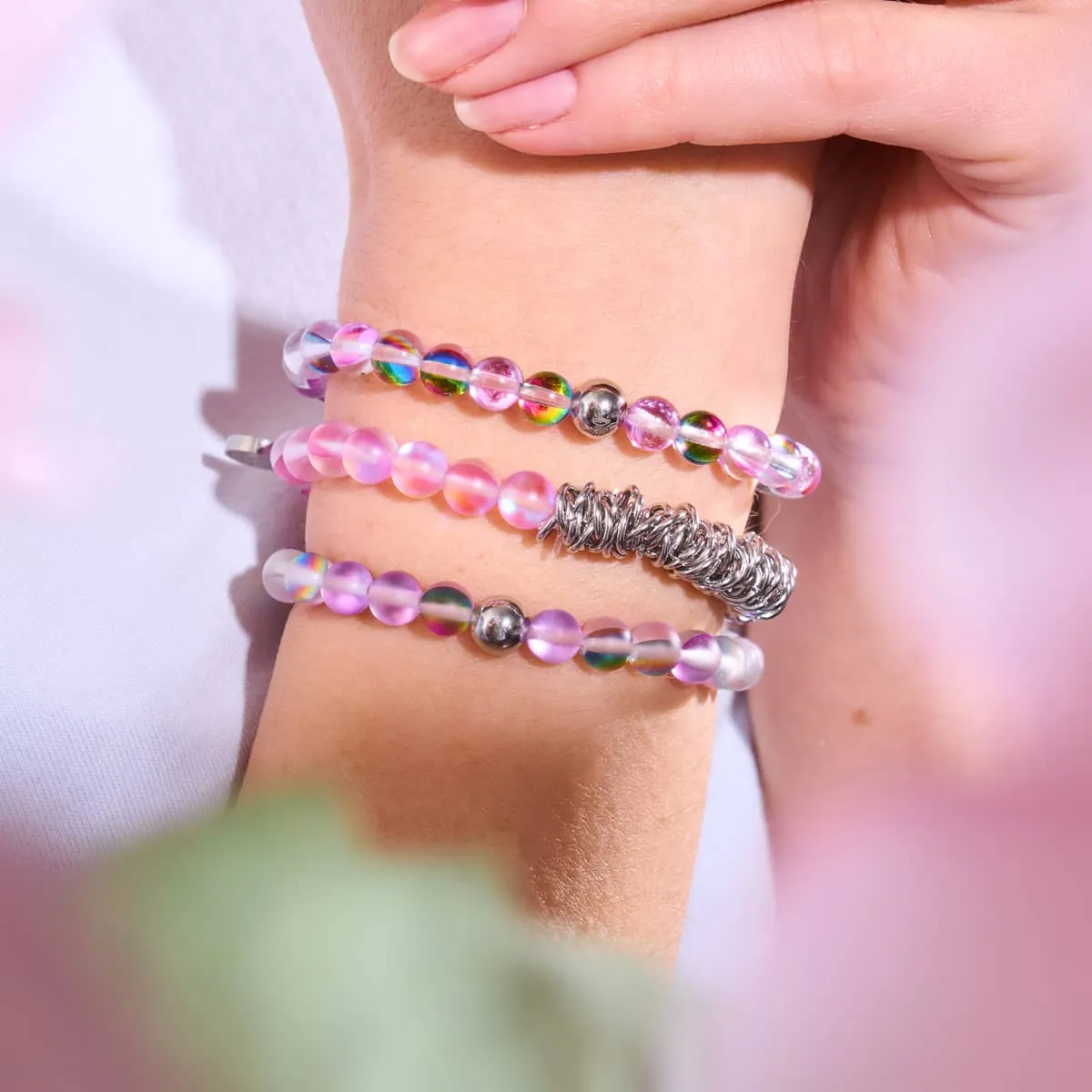 Purple Rain | Silver | Galaxy Glass Bead Bracelet