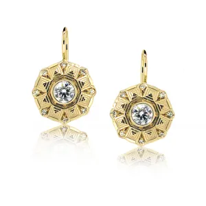 Pyramid Medallion Diamond Drop Earrings