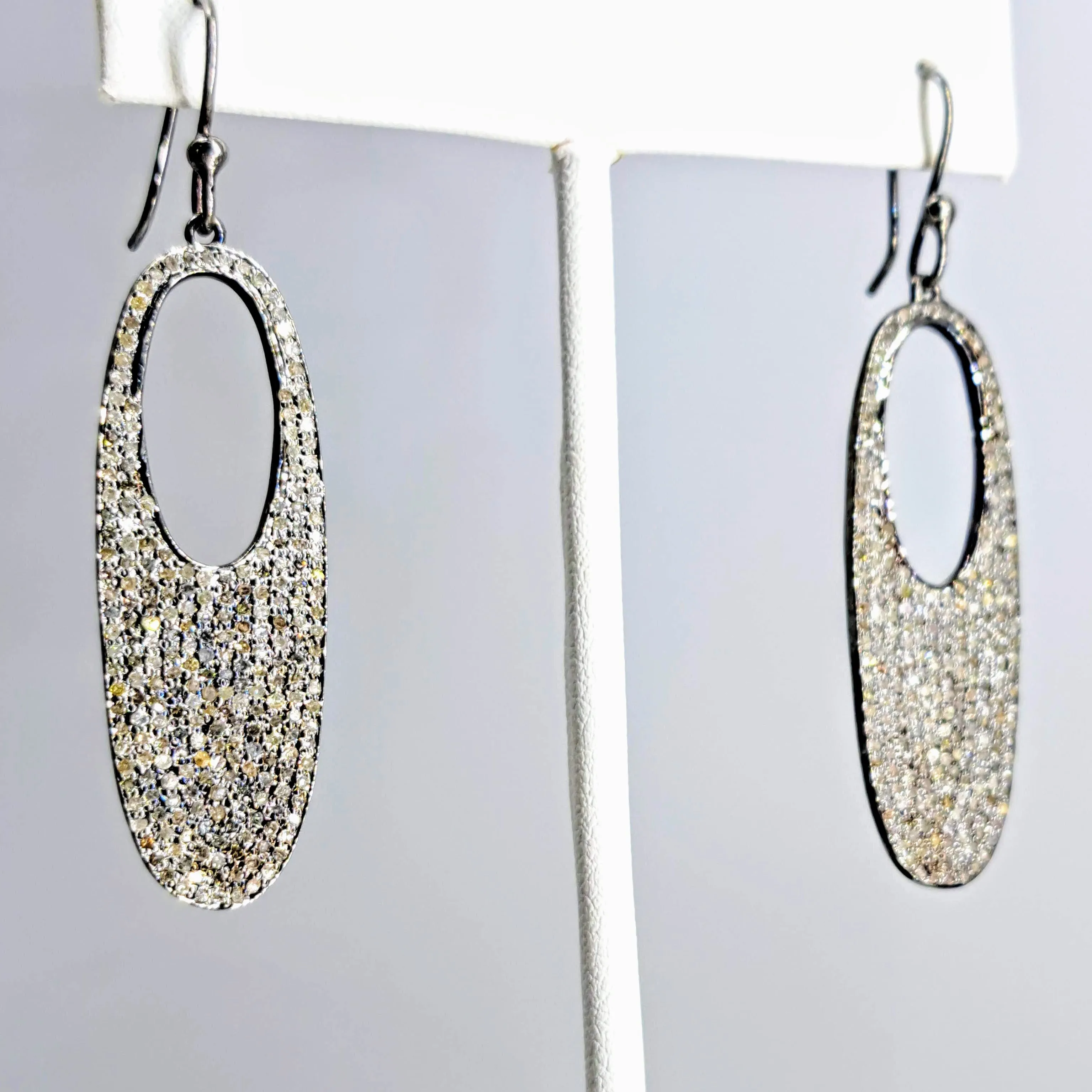 "Diamond Hoop-A-Loop" 2.25" Earrings - Diamonds, Sterling