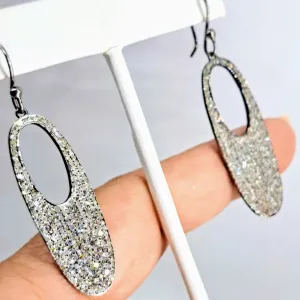 "Diamond Hoop-A-Loop" 2.25" Earrings - Diamonds, Sterling