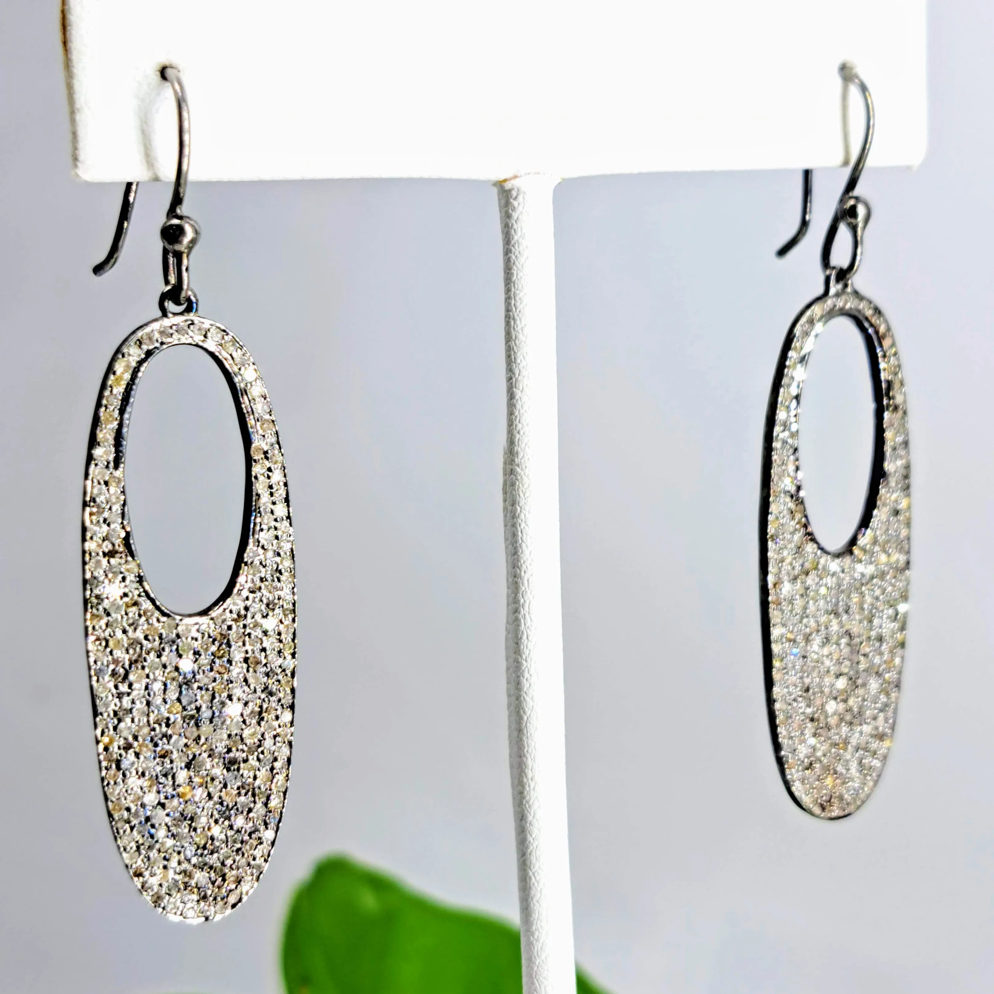 "Diamond Hoop-A-Loop" 2.25" Earrings - Diamonds, Sterling