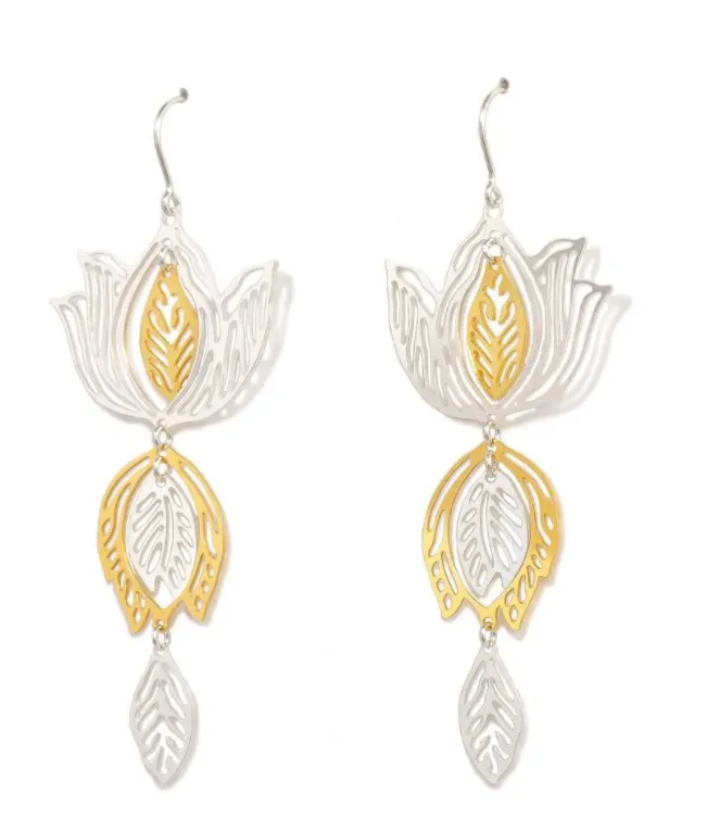 "Gold & Silver Lotus" Earrings