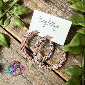 Rainbow Glitter Hoop Earrings